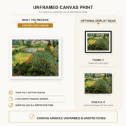 Vincent van Gogh - Field with Poppies canvas print size comparison and framing display infographic