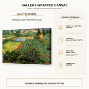 Vincent van Gogh - Field with Poppies gallery wrap canvas construction and hanging details infographic