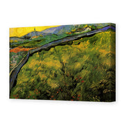 Vincent van Gogh's 'Field of Spring Wheat at Sunrise' painting reproduced as a gallery-wrapped canvas print