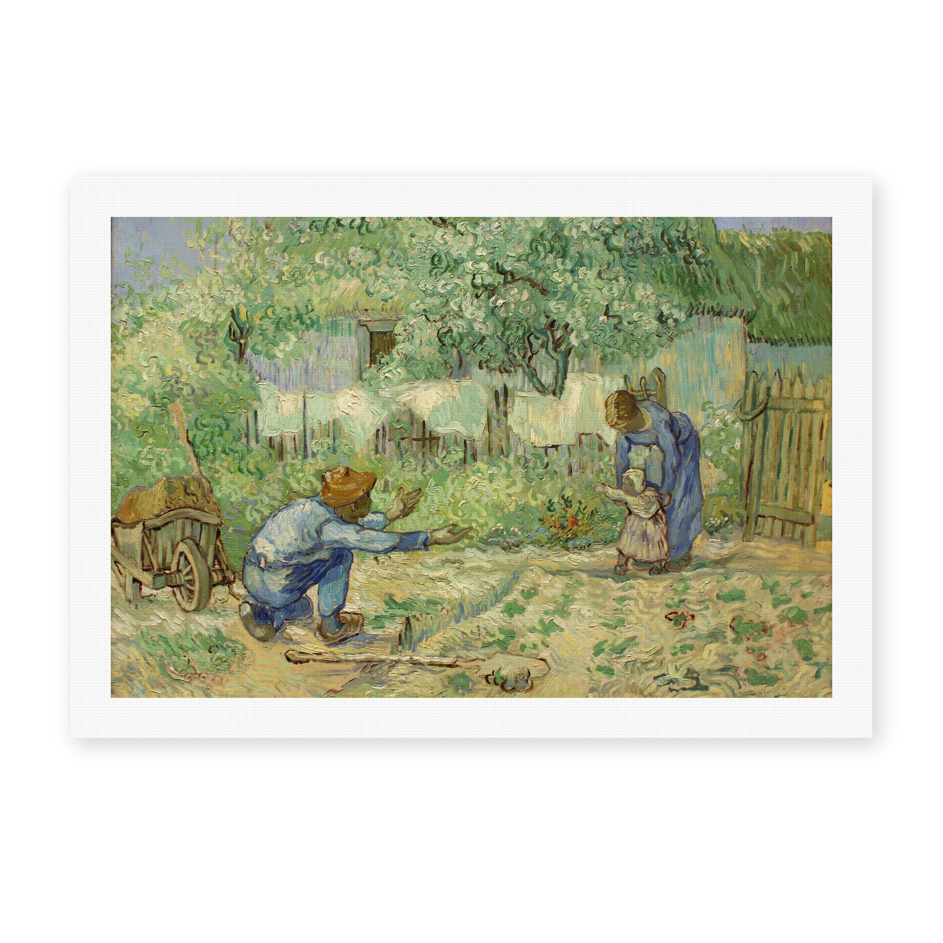 Vincent van Gogh's 'First Steps after Millet' painting reproduced as a rolled canvas print