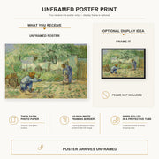 Vincent van Gogh - First Steps after Millet poster print size comparison and framing display infographic
