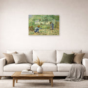 Unframed poster print of Vincent van Gogh's First Steps after Millet displayed on a wall in a living room