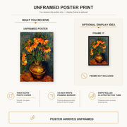 Vincent van Gogh - Fritillaries in a Copper Vase poster print size comparison and framing display infographic