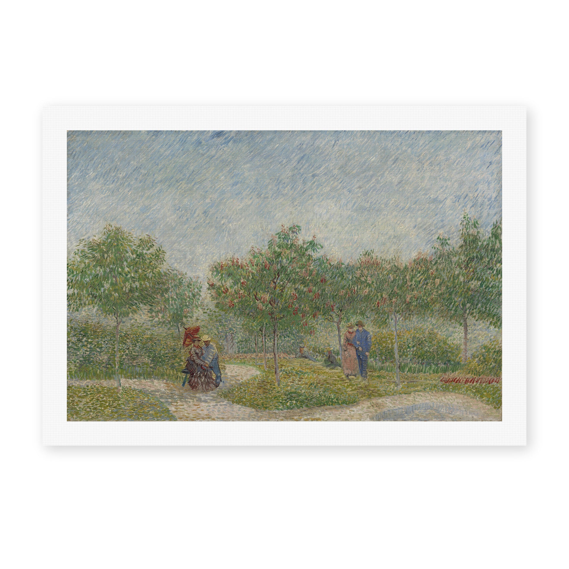 Vincent van Gogh's 'Garden with Courting Couples' painting reproduced as a rolled canvas print