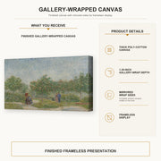 Vincent van Gogh - Garden with Courting Couples gallery wrap canvas construction and hanging details infographic