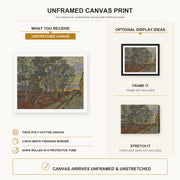 Vincent van Gogh - Garden of the Asylum canvas print size comparison and framing display infographic
