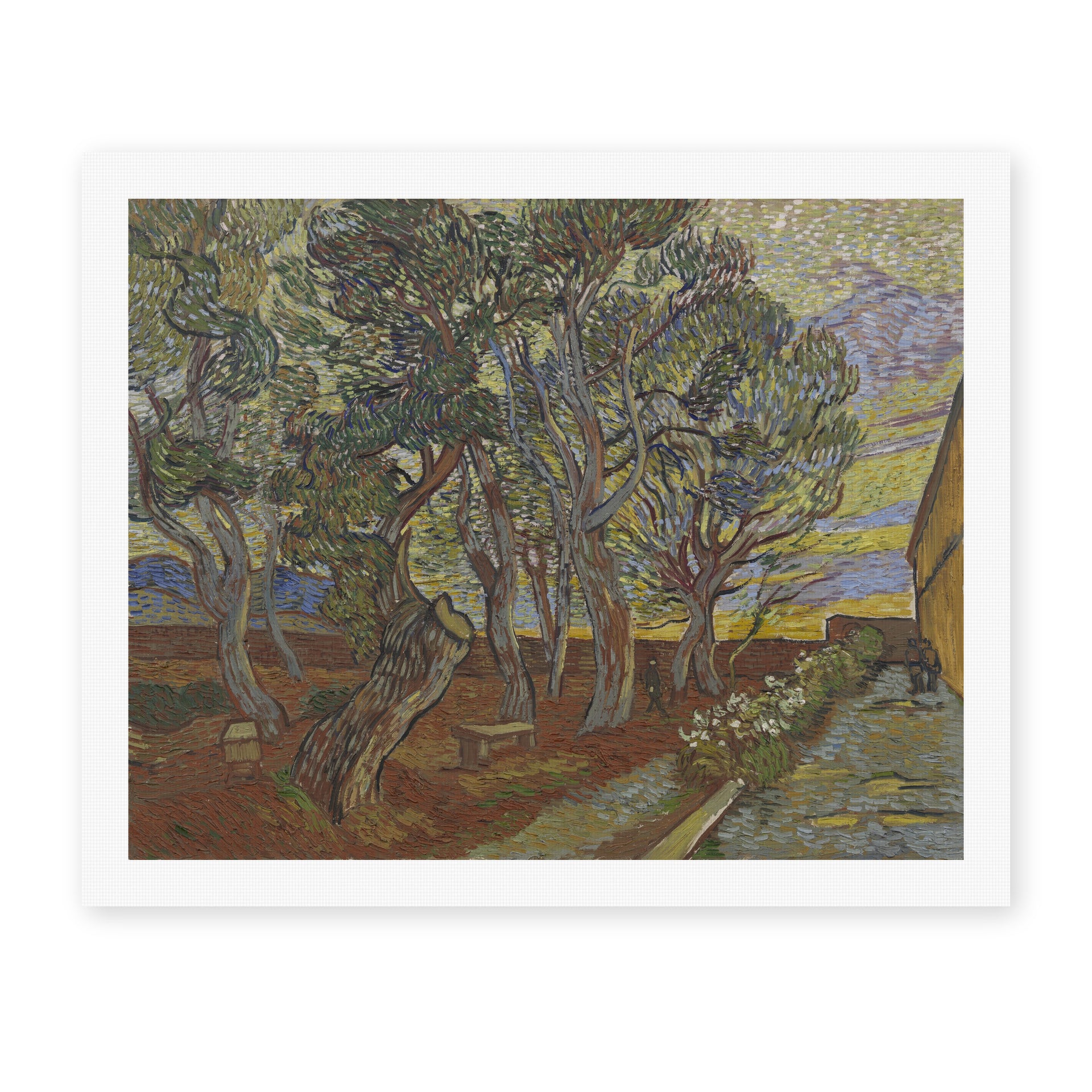 Vincent van Gogh's 'Garden of the Asylum' painting reproduced as a rolled canvas print