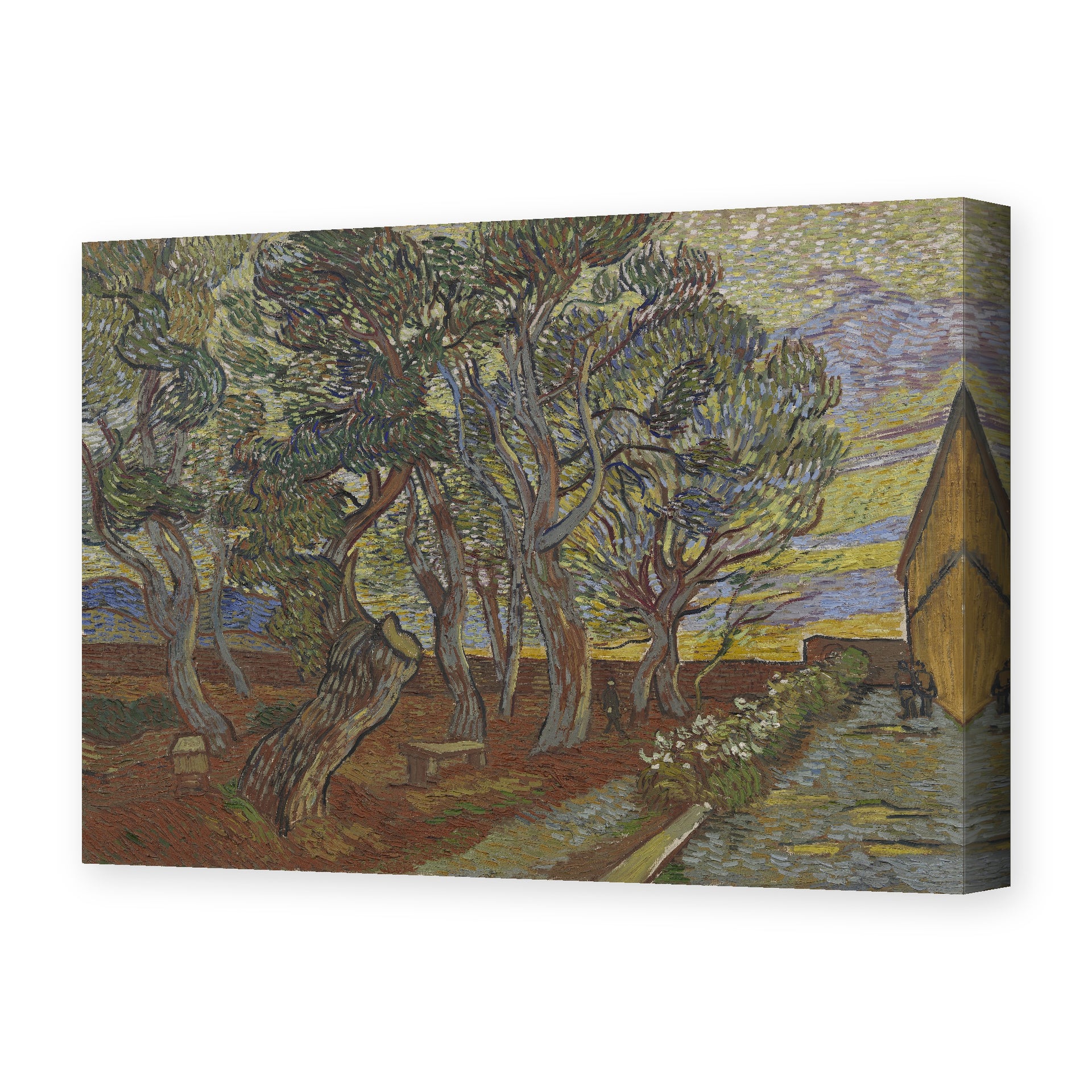 Vincent van Gogh's 'Garden of the Asylum' painting reproduced as a gallery-wrapped canvas print