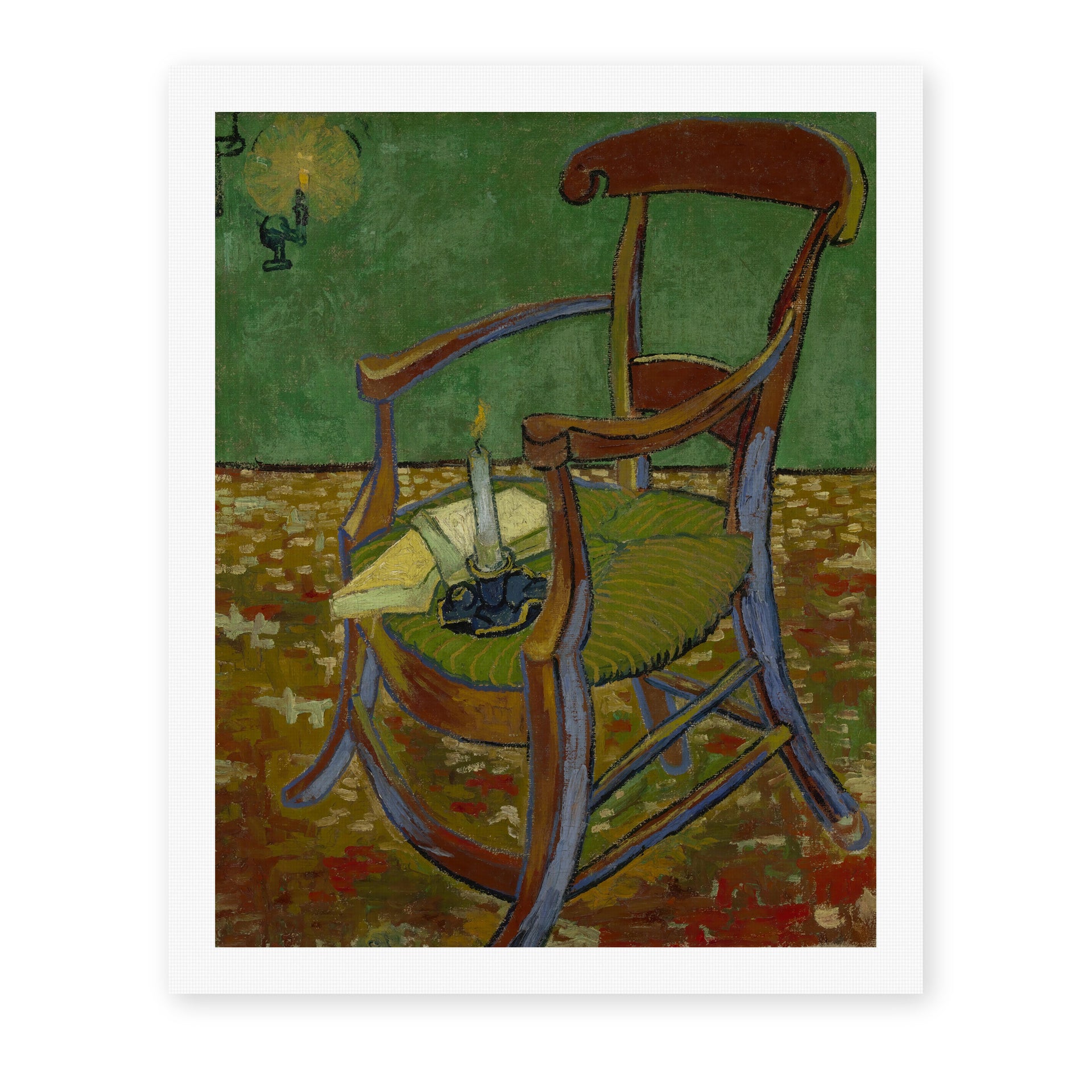 Vincent van Gogh's 'Gauguin's Chair' painting reproduced as a rolled canvas print