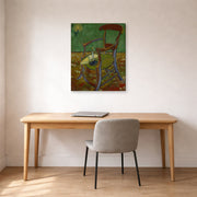 Gallery-wrapped canvas print of Vincent van Gogh's Gauguin's Chair displayed on a wall in a home office
