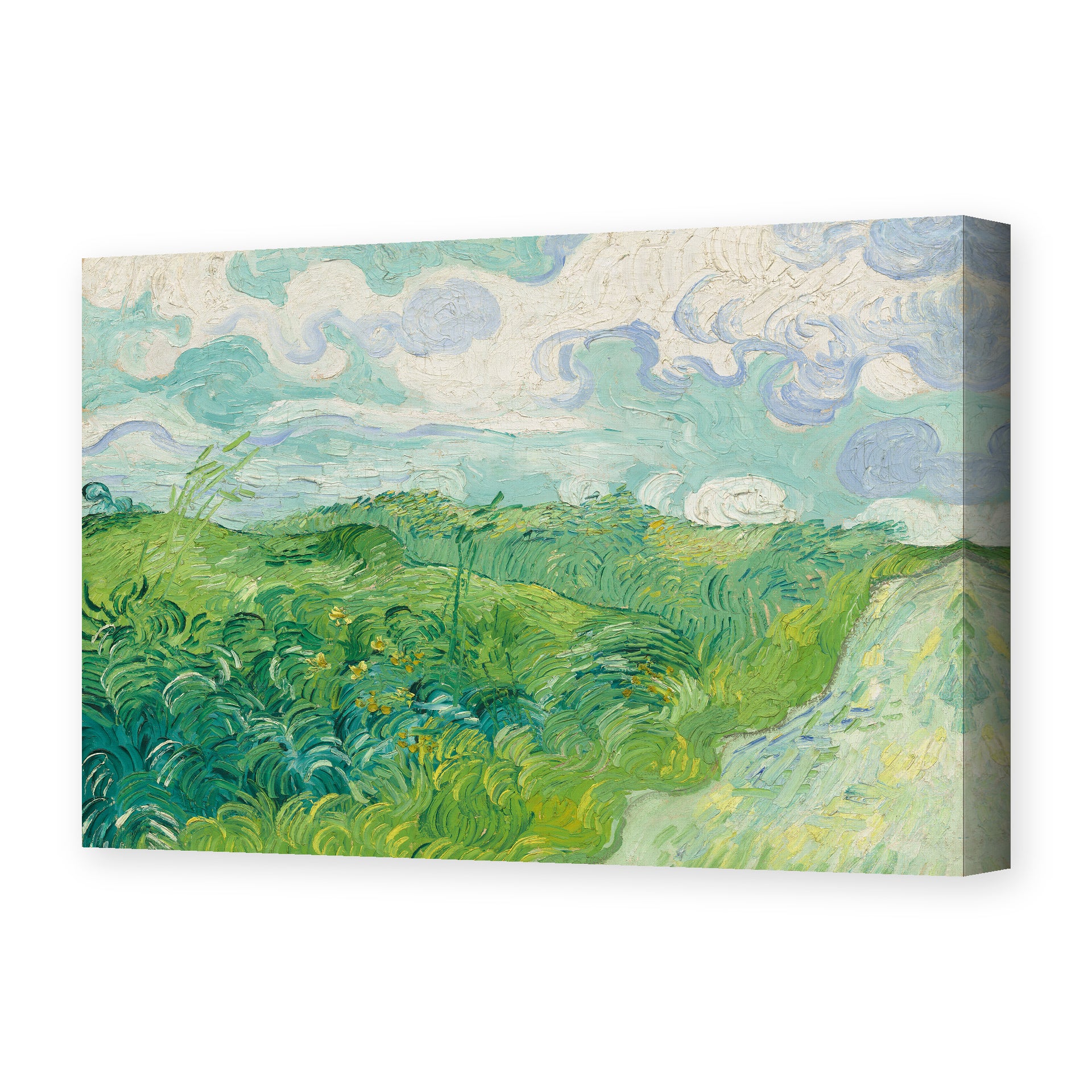 Vincent van Gogh's 'Green Wheat Fields, Auvers' painting reproduced as a gallery-wrapped canvas print