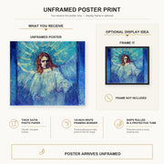 Vincent van Gogh - Half Figure of an Angel after Rembrandt poster print size comparison and framing display infographic
