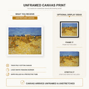 Vincent van Gogh - Harvest in Provence canvas print size comparison and framing display infographic