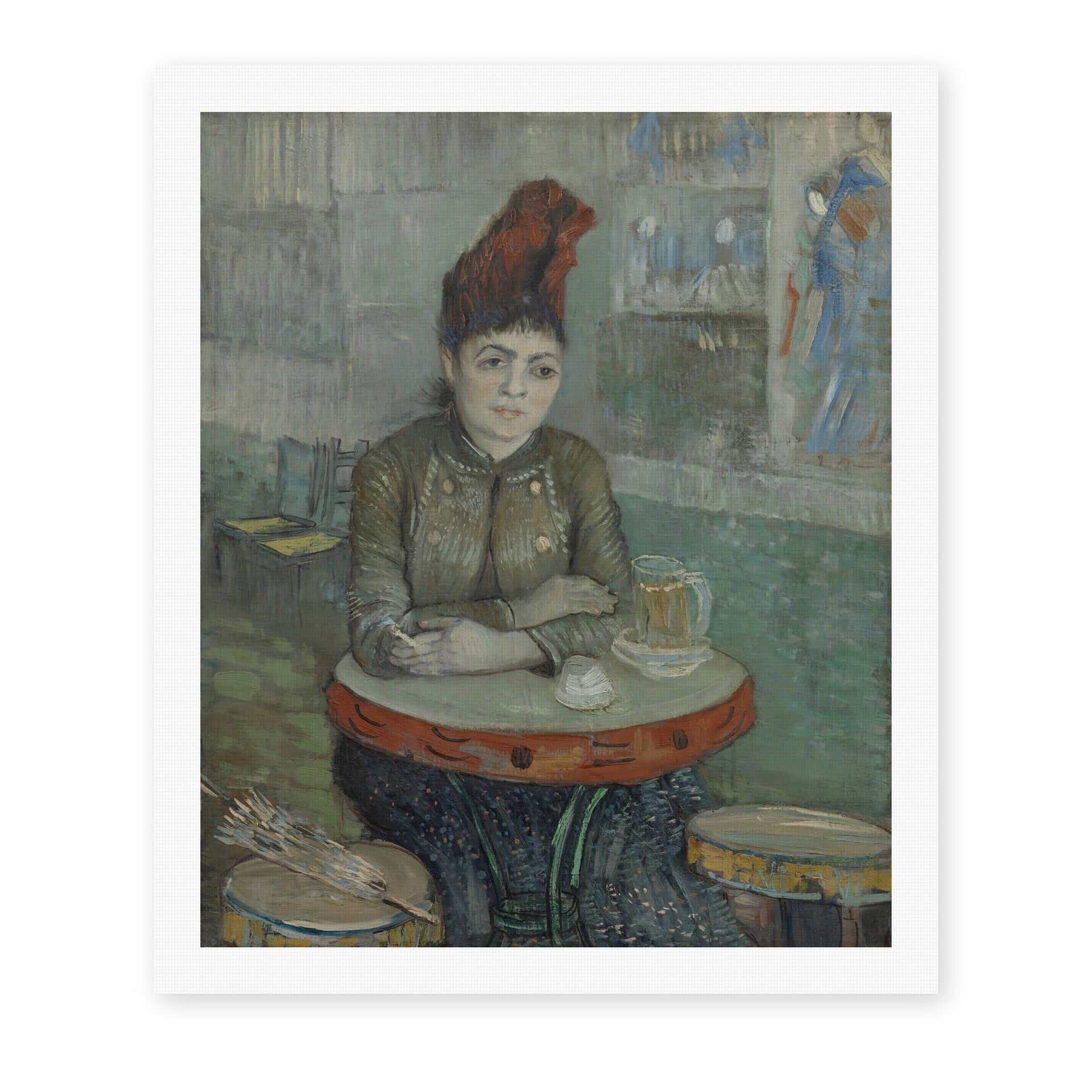 Vincent van Gogh's 'In the Cafe' painting reproduced as a rolled canvas print