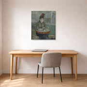 Gallery-wrapped canvas print of Vincent van Gogh's In the Cafe displayed on a wall in a home office