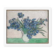 Vincent van Gogh's 'Irises and Roses' painting reproduced as a rolled canvas print