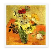 Vincent van Gogh's 'Japanese Vase with Roses and Anemones' painting reproduced as a rolled canvas print