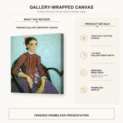 Vincent van Gogh - La Mousme gallery wrap canvas construction and hanging details infographic