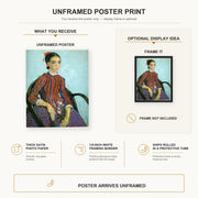 Vincent van Gogh - La Mousme poster print size comparison and framing display infographic