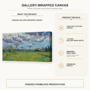 Vincent van Gogh - Landscape Under a Stormy Sky gallery wrap canvas construction and hanging details infographic