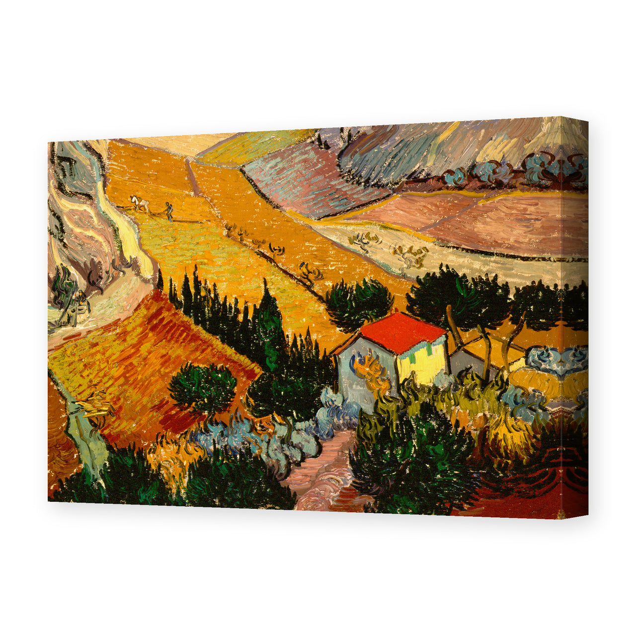 Vincent van Gogh's 'Landscape with House and Ploughman' painting reproduced as a gallery-wrapped canvas print