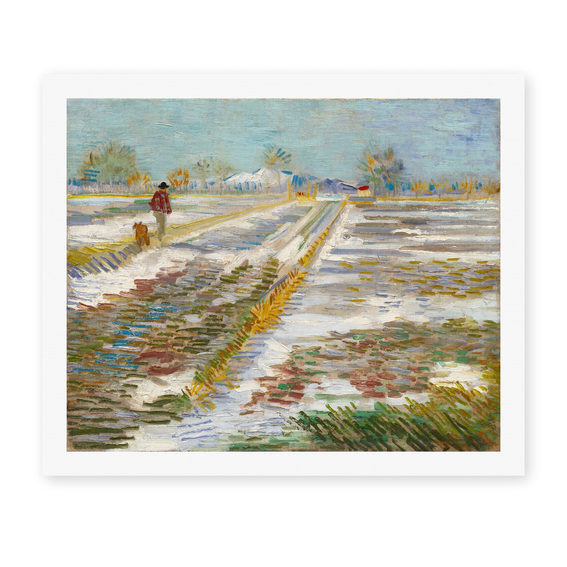 Vincent van Gogh's 'Landscape with Snow' painting reproduced as a rolled canvas print