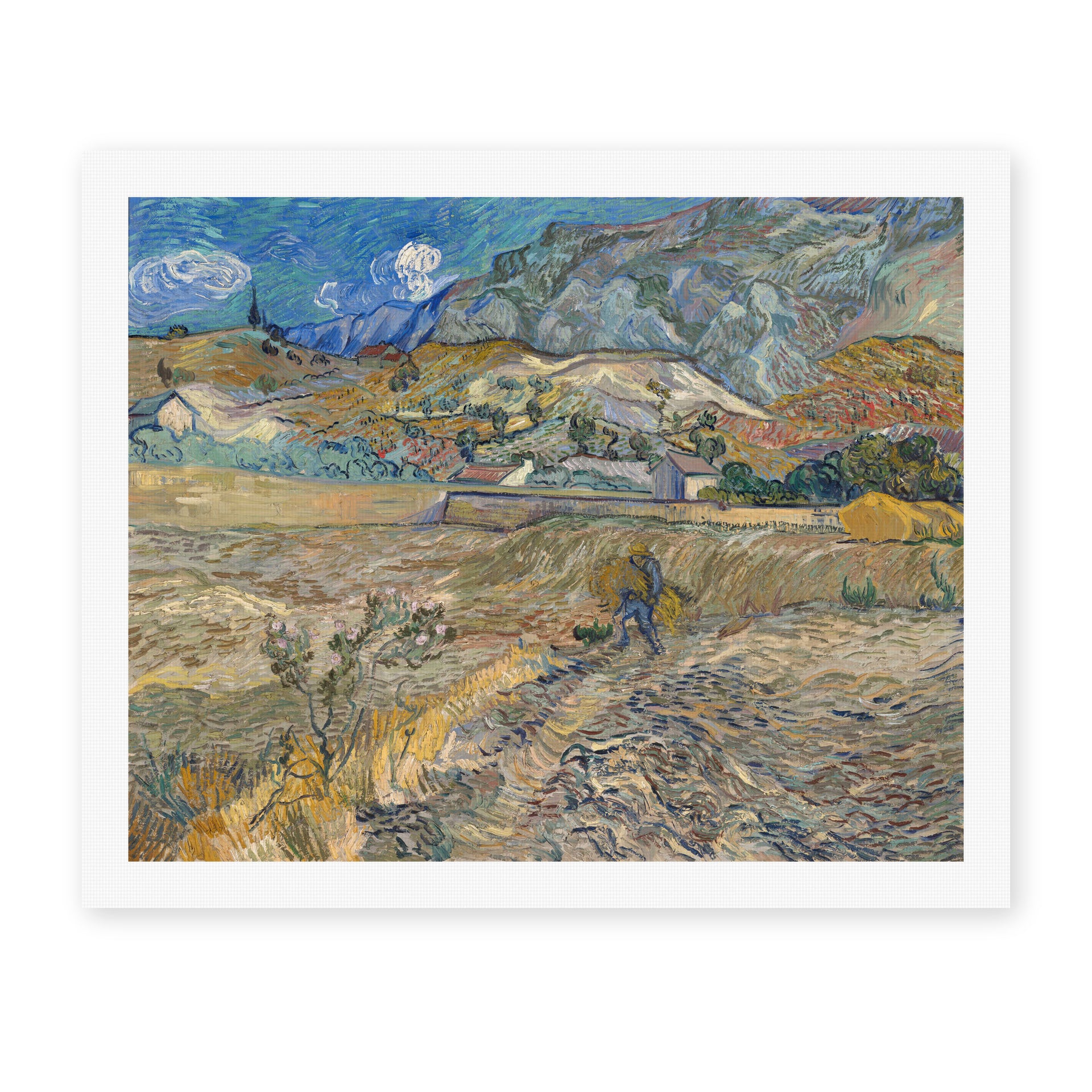 Vincent van Gogh's 'Landscape at Saint Rimy' painting reproduced as a rolled canvas print