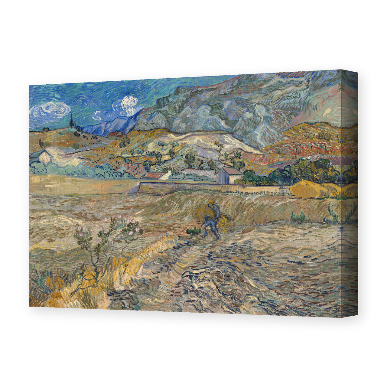 Vincent van Gogh's 'Landscape at Saint Rimy' painting reproduced as a gallery-wrapped canvas print