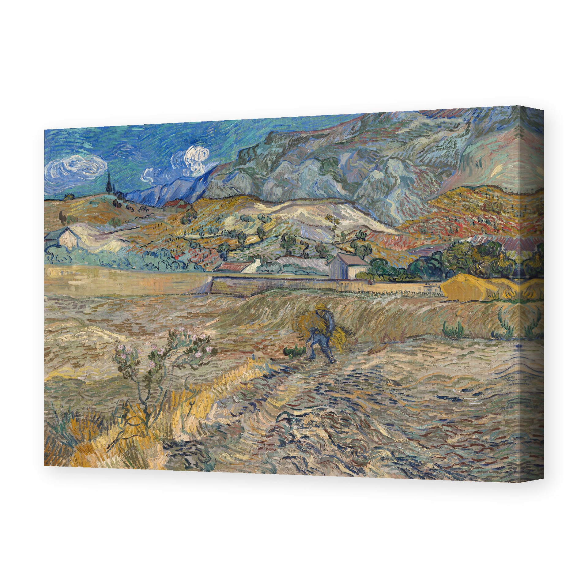 Vincent van Gogh's 'Landscape at Saint Rimy' painting reproduced as a gallery-wrapped canvas print