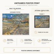 Vincent van Gogh - Landscape at Saint Rimy poster print size comparison and framing display infographic