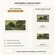 Vincent van Gogh - Landscape at Twilight canvas print size comparison and framing display infographic