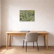 Gallery-wrapped canvas print of Vincent van Gogh's Large Plane Trees displayed on a wall in a home office