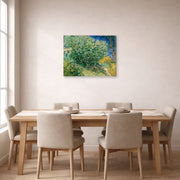 Gallery-wrapped canvas print of Vincent van Gogh's Lilac Bush displayed on a wall in a dining room