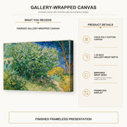 Vincent van Gogh - Lilac Bush gallery wrap canvas construction and hanging details infographic
