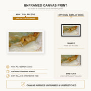 Vincent van Gogh - Lying Naked canvas print size comparison and framing display infographic