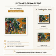Vincent van Gogh - Memory of the Garden at Etten (ladies of Arles) canvas print size comparison and framing display infographic