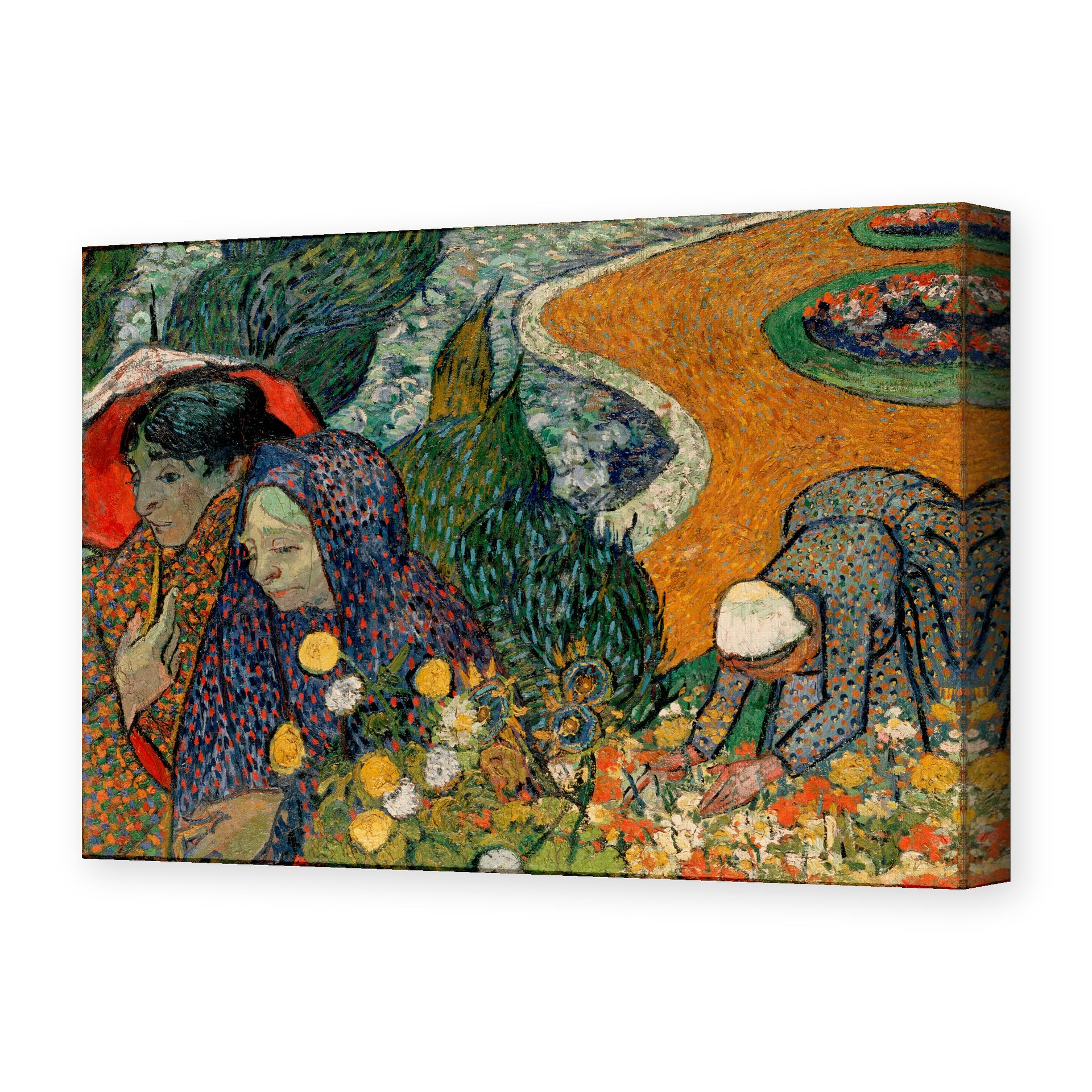 Vincent van Gogh's 'Memory of the Garden at Etten (ladies of Arles)' painting reproduced as a gallery-wrapped canvas print