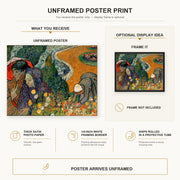 Vincent van Gogh - Memory of the Garden at Etten (ladies of Arles) poster print size comparison and framing display infographic