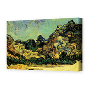 Vincent van Gogh's 'Mountains at Saint Remy with Dark Cottage' painting reproduced as a gallery-wrapped canvas print