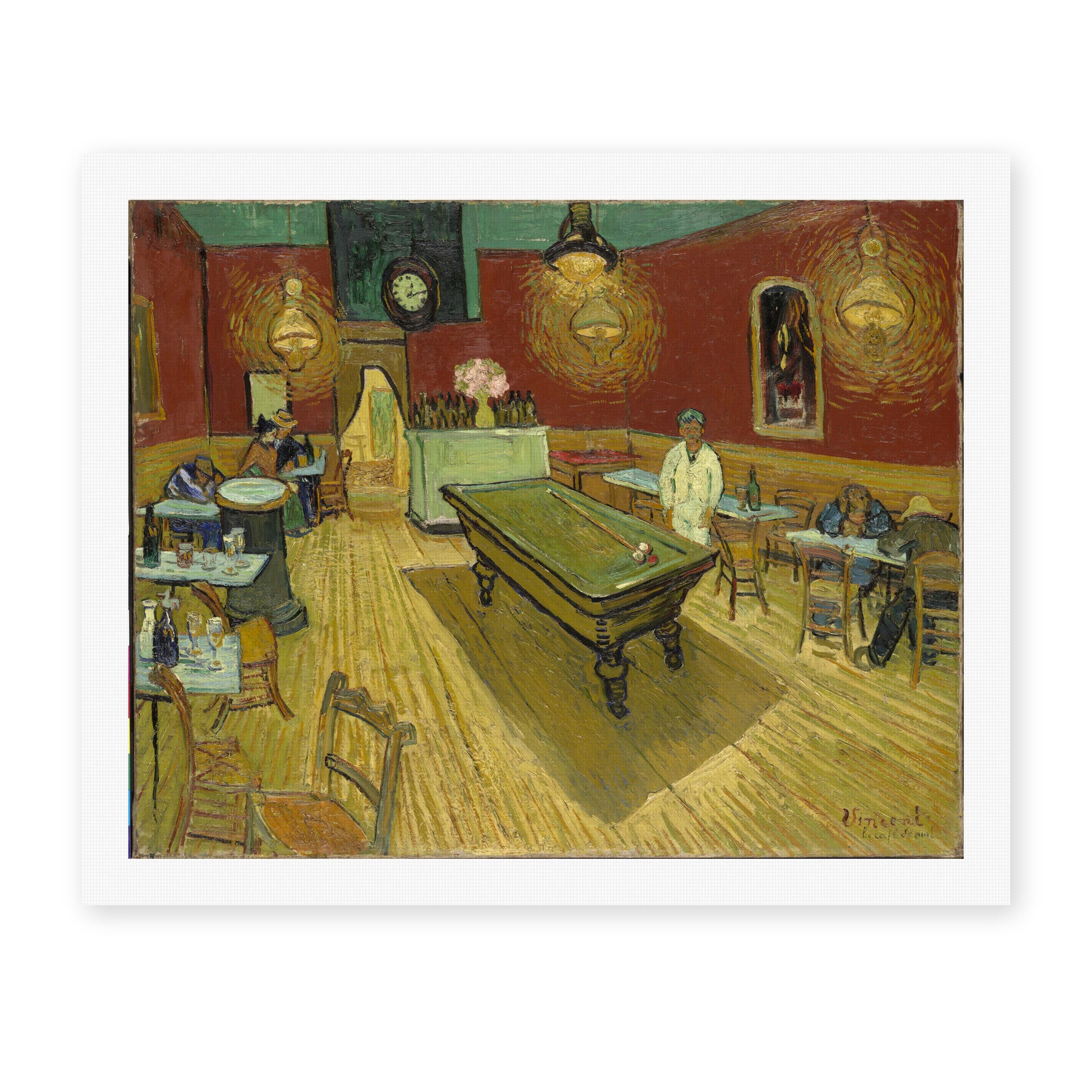 Vincent van Gogh's 'Night Café' painting reproduced as a rolled canvas print