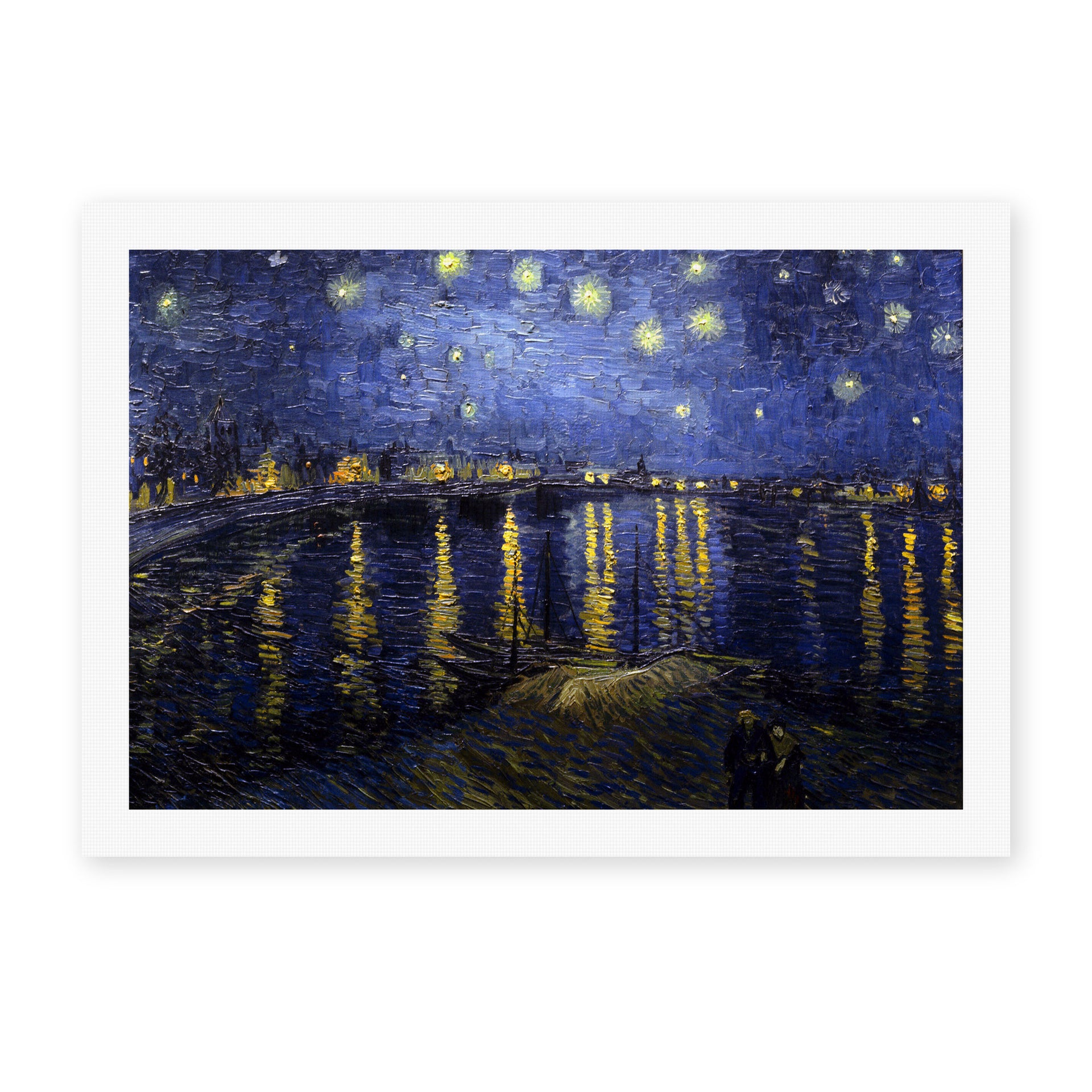 Vincent van Gogh's 'Night over the Rhone' painting reproduced as a rolled canvas print