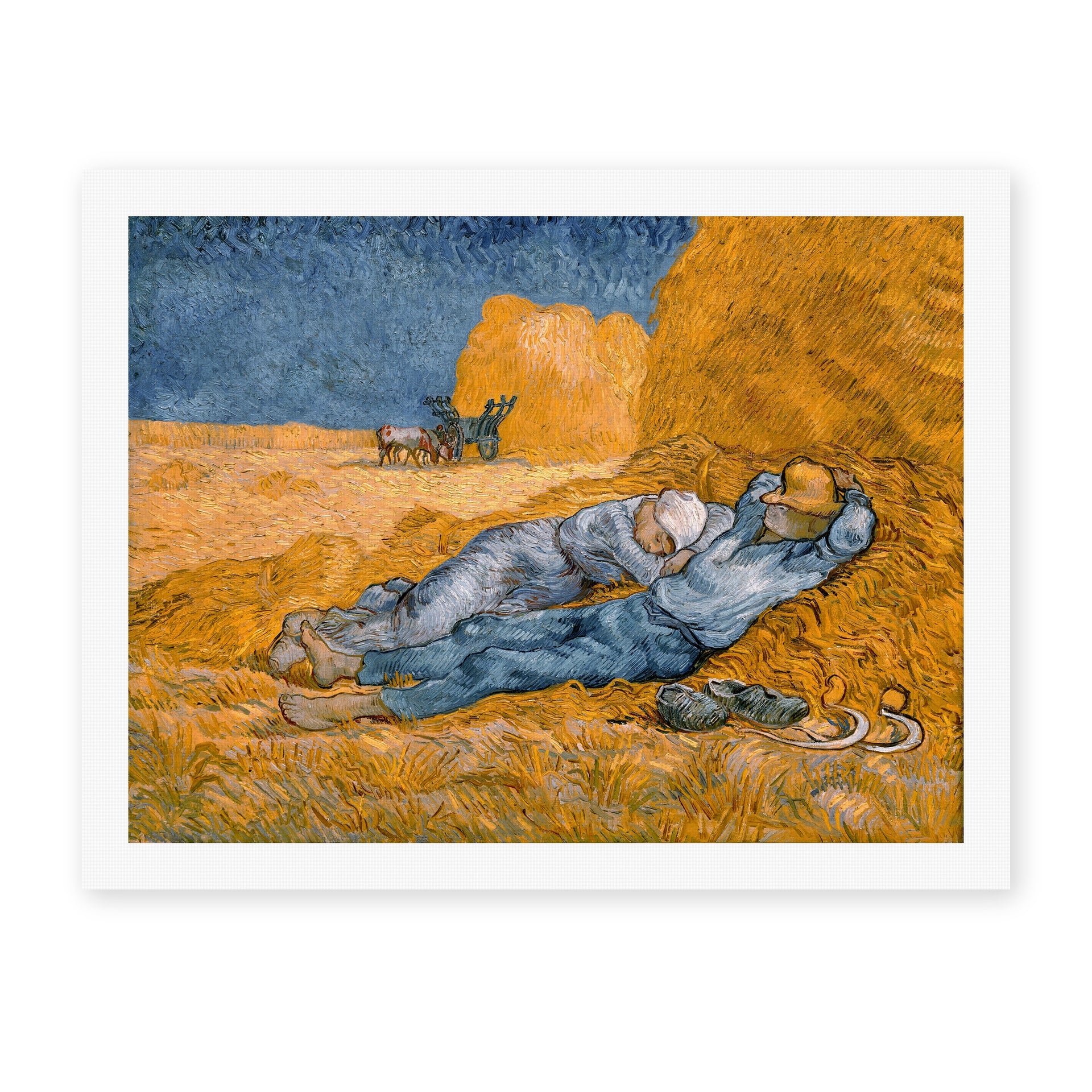 Vincent van Gogh's 'Noon Rest from Work' painting reproduced as a rolled canvas print