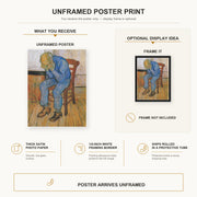 Vincent van Gogh - Old Man in Sorrow on the Threshold of Eternity poster print size comparison and framing display infographic