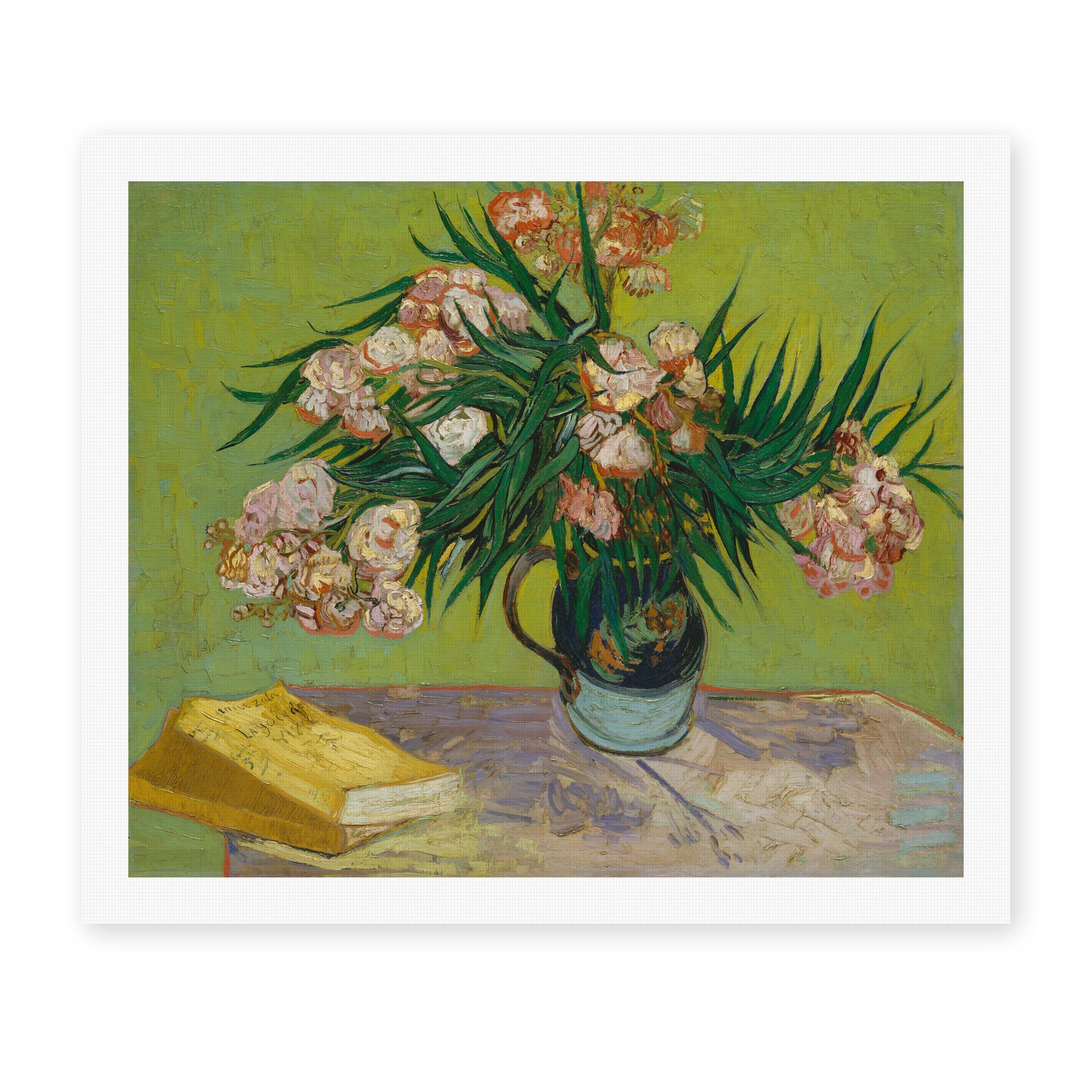 Vincent van Gogh's 'Oleanders' painting reproduced as a rolled canvas print
