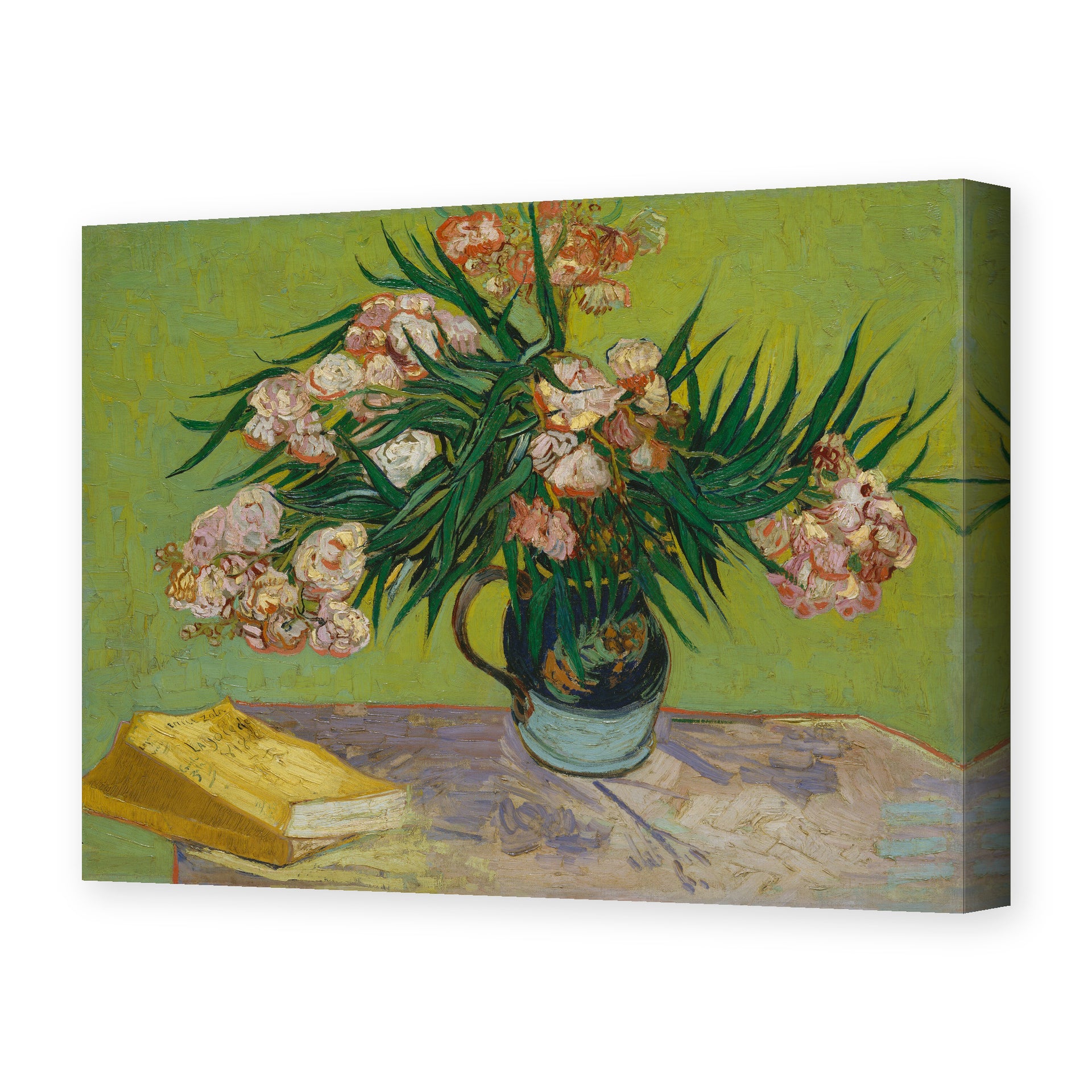 Vincent van Gogh's 'Oleanders' painting reproduced as a gallery-wrapped canvas print