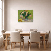 Gallery-wrapped canvas print of Vincent van Gogh's Oleanders displayed on a wall in a dining room