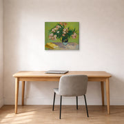 Gallery-wrapped canvas print of Vincent van Gogh's Oleanders displayed on a wall in a home office
