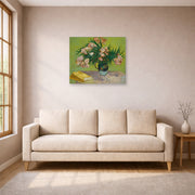 Unframed poster print of Vincent van Gogh's Oleanders displayed on a wall in a living room