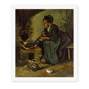 Vincent van Gogh's 'Peasant Woman Cooking by a Fireplace' painting reproduced as a rolled canvas print
