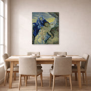 Gallery-wrapped canvas print of Vincent van Gogh's Pieta displayed on a wall in a dining room